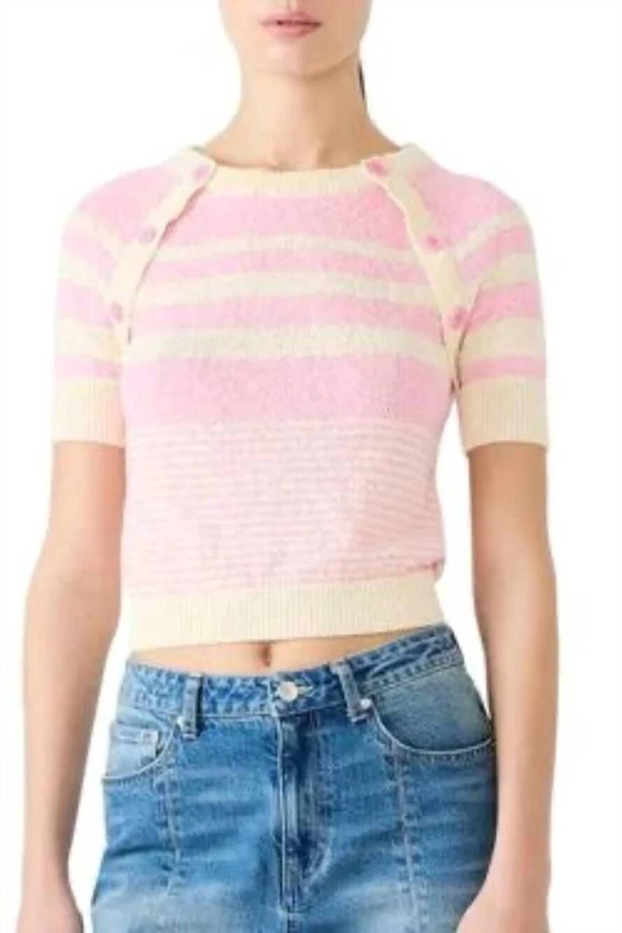 NEW STEVE MADDEN short sleeve taffy crop sweater in pink